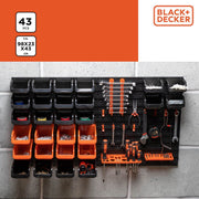 Black+Decker Tool Board With Storage Bins And Hooks 98 X 23 X 43Cm 43 Pieces Tool Wall Organizer Black+Decker - Dynamic Drive