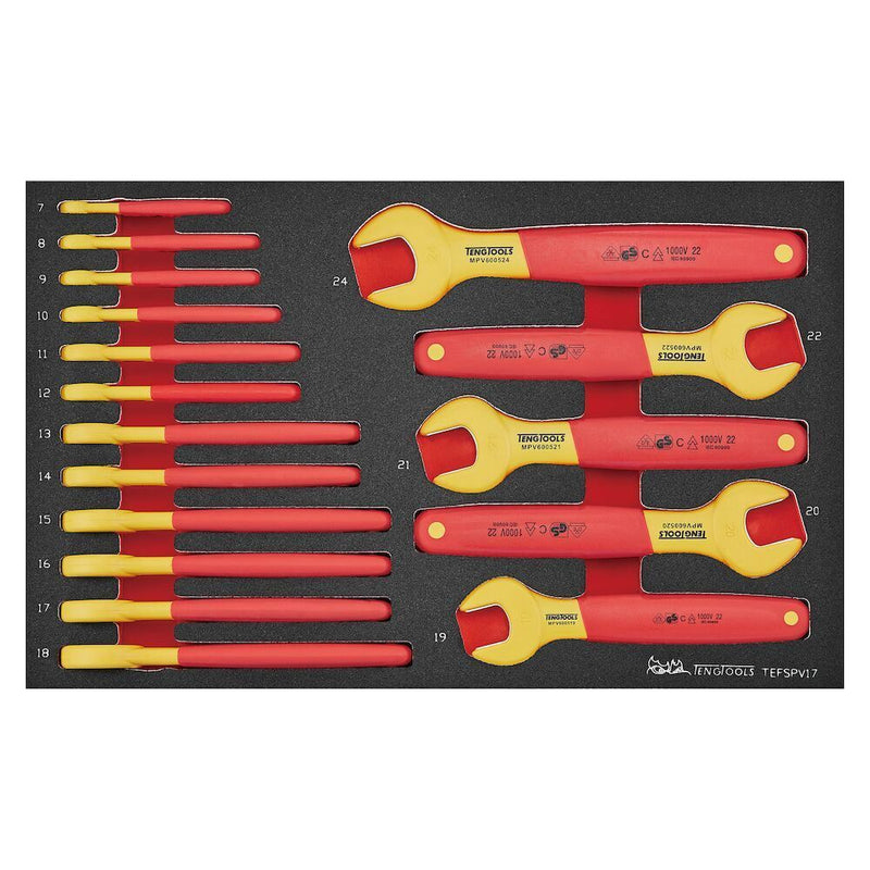 Teng Tools Insulated Spanner Set FOAM3 17 Pieces Teng Tools - Dynamic Drive
