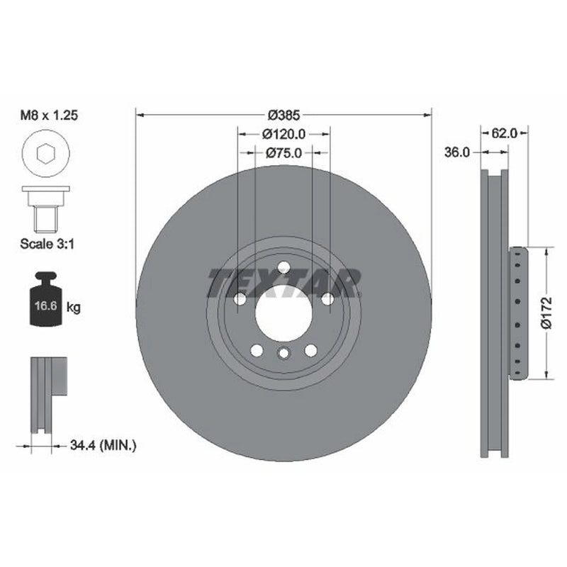 Textar 2 x Front Two-Piece Brake Disc Brake Discs 92266425
