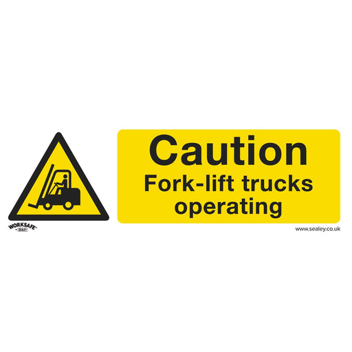 Sealey Warning Safety Sign Caution Fork-Lift Trucks Self-Adhesive Vinyl Sealey - Dynamic Drive