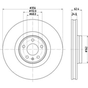 Mintex 2 x Internally Vented Brake Discs fits Audi A6 Allroad C7 2012-2018 3.0
