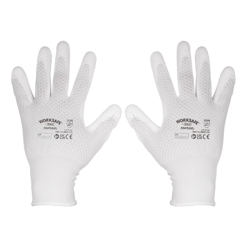 Worksafe Worksafe White Precision Grip Gloves, X-Large- Pair SSP50XL Worksafe - Dynamic Drive