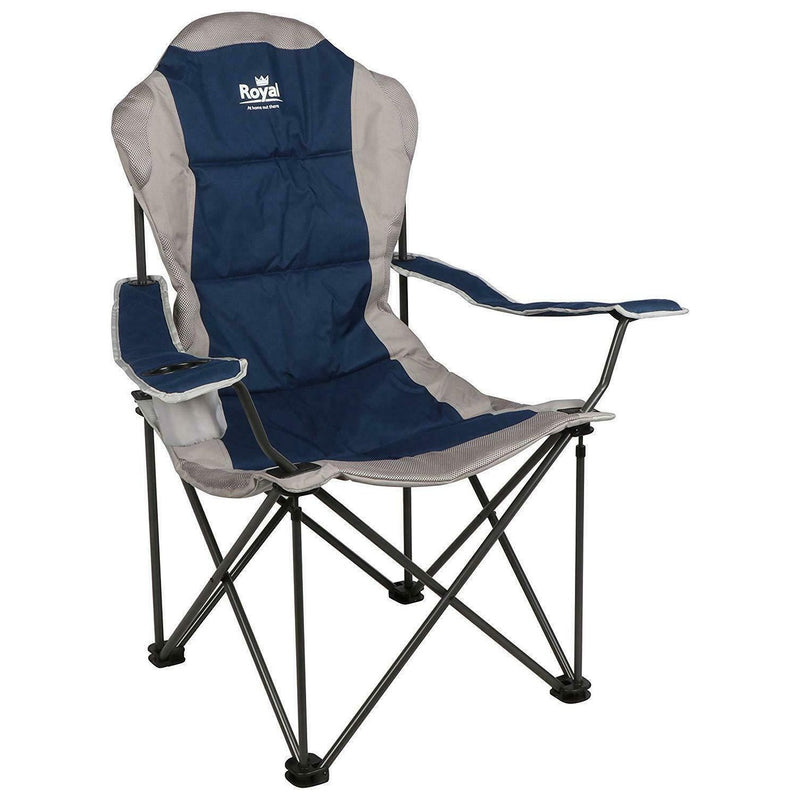 President Folding Lightweight Camping Chair Blue Silver Caravan Outdoor Royal  - Dynamic Drive
