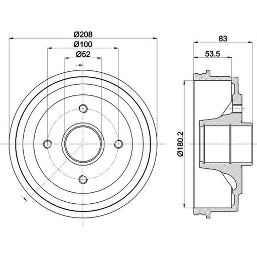 Mintex Brake Drum Assembly Rear fits Renault 11 1983-1988 1.1 1.2 1.4 1.6 1.7