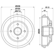 Mintex Brake Drum Assembly Rear fits Opel Agila B 2008-2014 1.0 1.2 1.3