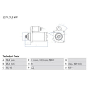 Bosch Starter Motor 12V 2.2kW 9 Teeth fits VW Touareg 2004-2018 3.0