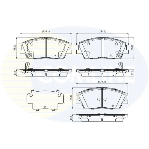 Comline 4 x Front Brake Pad Set fits Kia Soul III 2019 on 1.6 2.0