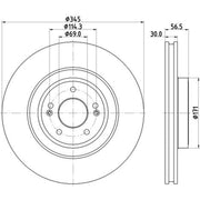 Mintex 2 x Internally Vented Brake Discs MDC2925C
