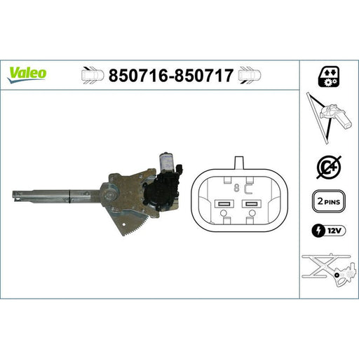 Valeo Electric Window Regulator Lifter Left Rear 850716