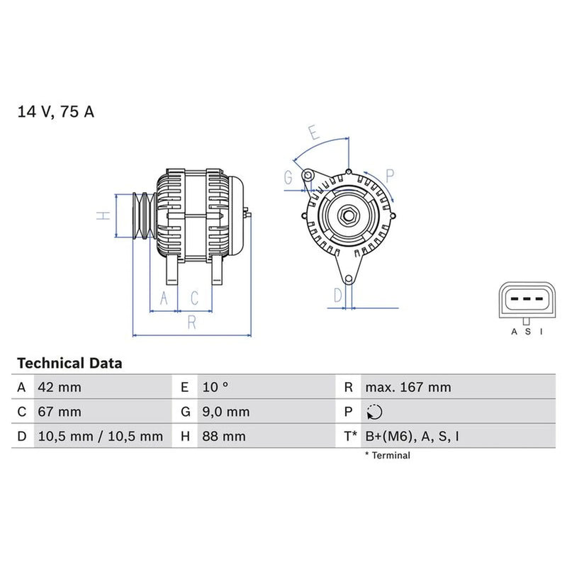 Bosch Car Alternator 12V 0 986 080 390