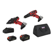 Sealey 2 x SV20 Series Cordless Power Tool Kit 20V with 2 Batteries
