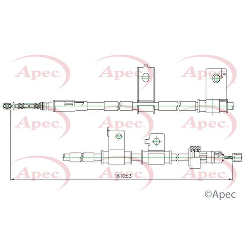 Apec Handbrake Cable Left Rear fits Hyundai I20 I 2008-2015 1.1 1.2