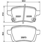 DON Rear Brake Pad Set fits Opel Adam 2012-2019 1.0 1.2 1.4