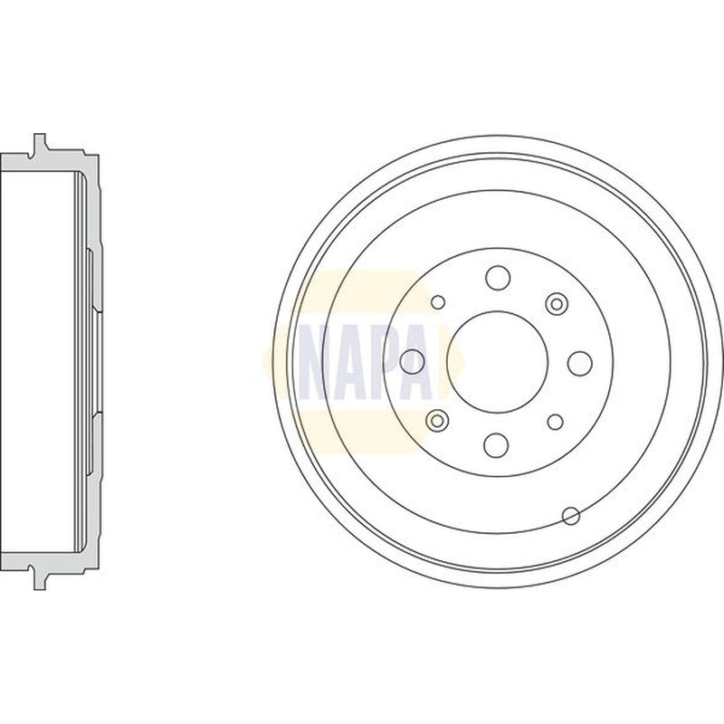 NAPA Brake Drum Assembly Rear fits Fiat Grande Punto 2005-2015 1.3 1.4