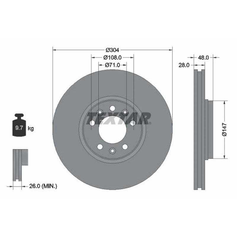 Textar 2 x Front Brake Discs 92157003-x2