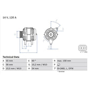 Bosch Car Alternator 12V 0 986 081 380