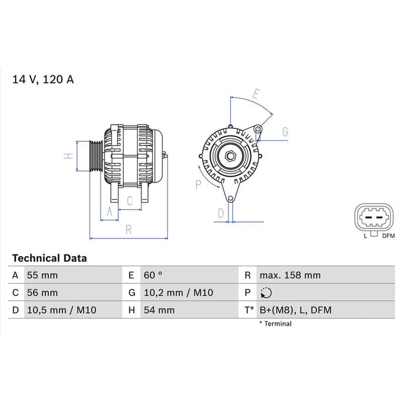 Bosch Car Alternator 12V 0 986 081 380