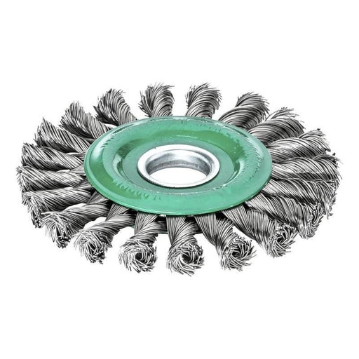 Lessmann Knot Wheel Brush 115 x 14mm 22.2mm Bore, 0.50 Stainless Steel Wire Lessmann - Dynamic Drive