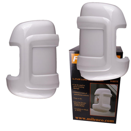 Falcon Motorhome Mirror Protectors Guards White fits Fiat Ducato Peugeot Boxer Milenco  - Dynamic Drive