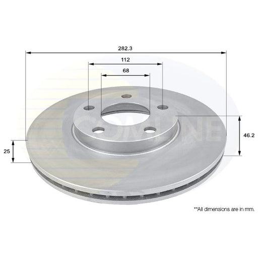 Comline 2 x Front Brake Discs ADC1425V-x2