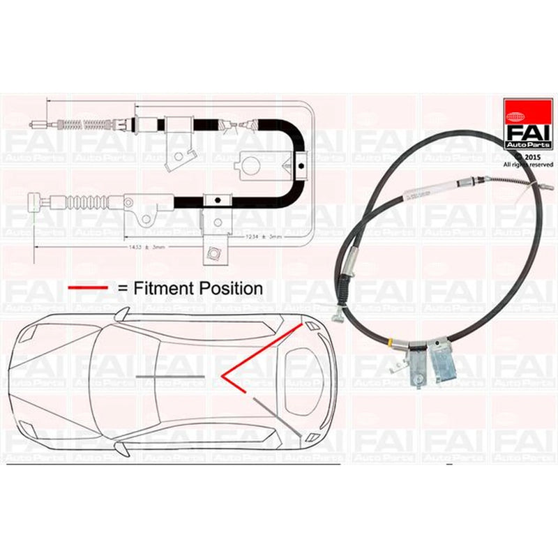 FAI Handbrake Cable Right Rear fits Nissan Micra II 1992-2003 1.0 1.3 1.4