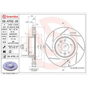 Brembo 2 x Slotted Brake Discs fits Renault Megane III 2008-2016 2.0
