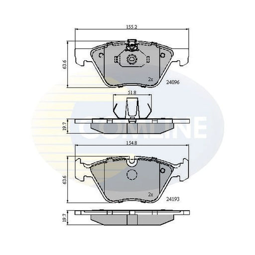 Comline Front Brake Internally Vented Discs & Pads fits BMW 5 2003-2010