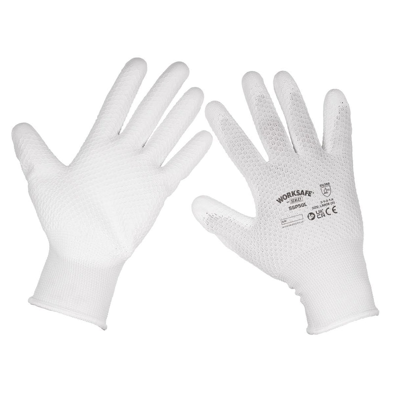 Worksafe Worksafe White Precision Grip Gloves, Large - Box of 120 Pairs Worksafe - Dynamic Drive