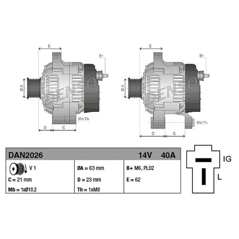 Denso Car Alternator 12V DAN2026