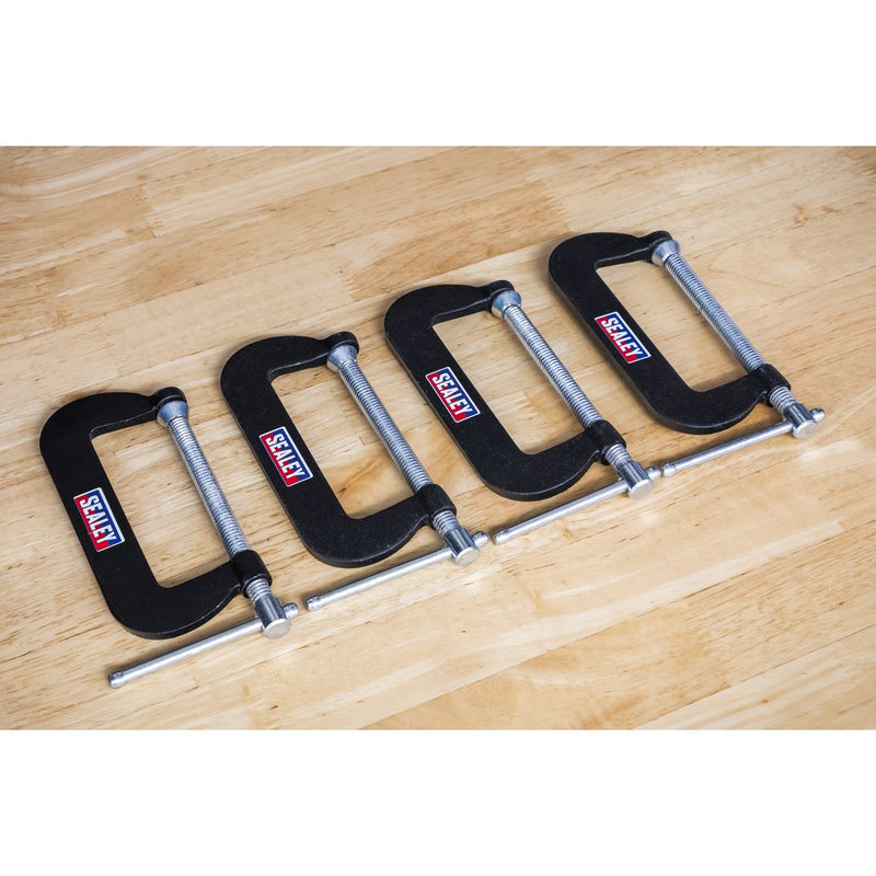 Sealey Junior C-Clamp Set 76mm x 35mm 4pc GCC02 Sealey - Dynamic Drive