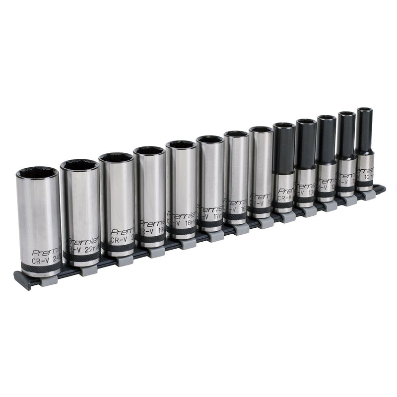 Sealey Premier Black Premier Black Deep Lock-On Socket Set 1/2"Sq Drive 13pc Sealey Premier Black - Dynamic Drive