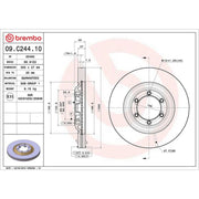 Brembo 2 x Internally Vented Front Brake Discs 09.C244.10-x2