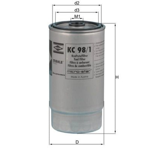 Mahle Fuel Filter Element fits BMW 7 1999-2001