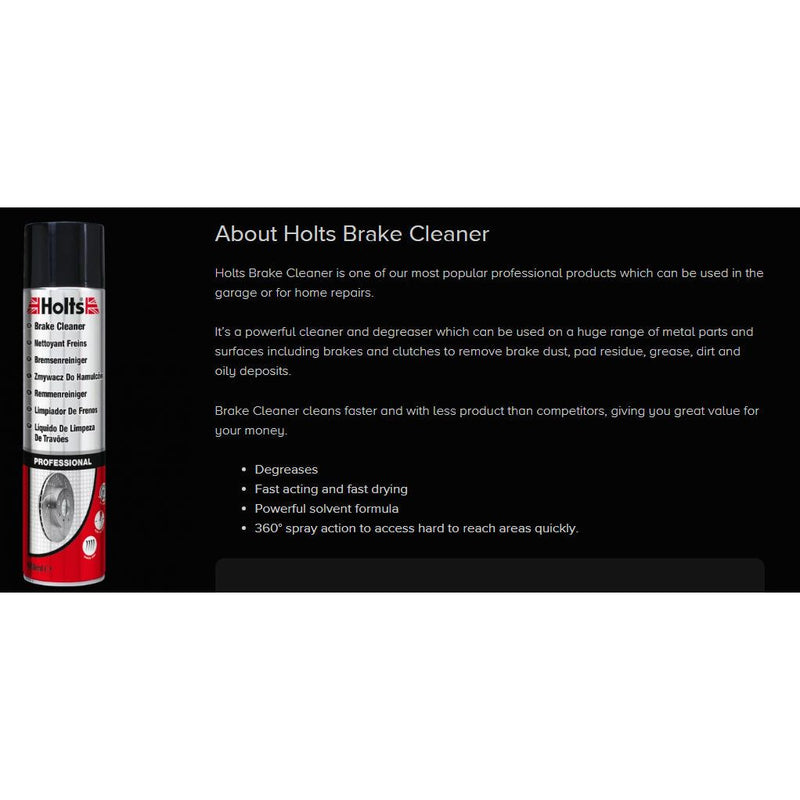 Holts Professional Brake & Clutch Cleaner Spray Grime Degreaser Remover 600ml Holts - Dynamic Drive