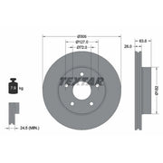 Textar 2 x Vented Front Brake Discs 92113600