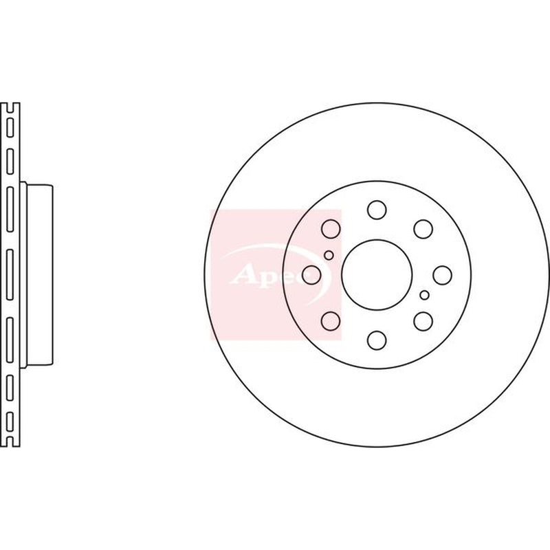 Apec 2 x Vented Brake Discs fits Toyota MR2 III 1999-2007 1.8