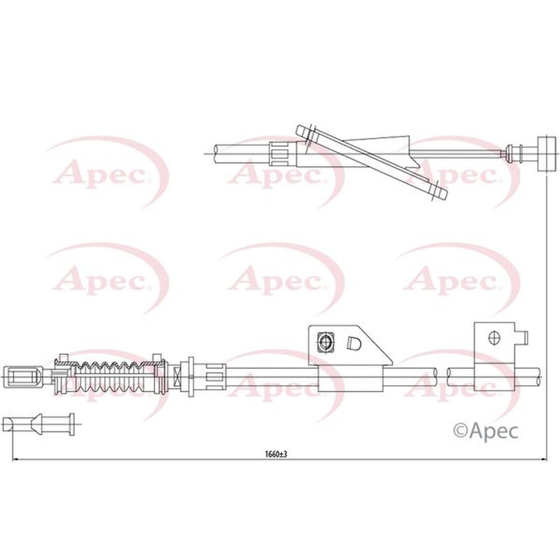 Apec Handbrake Cable Right Rear fits Nissan Almera 2000-2006 1.5 1.8 2.2