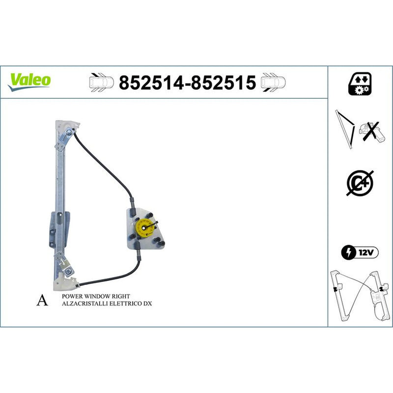 Valeo Electric Window Regulator Lifter Left Rear 852514