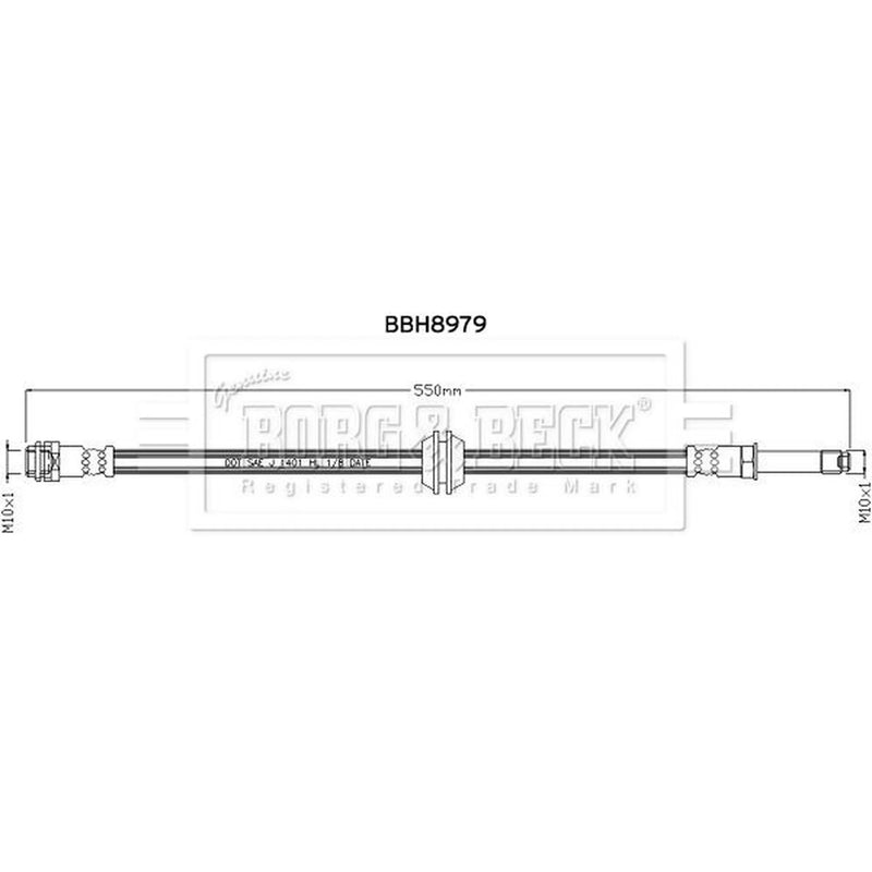 Borg & Beck Brake Hydraulic Hose Line Rear Rig BBH8979