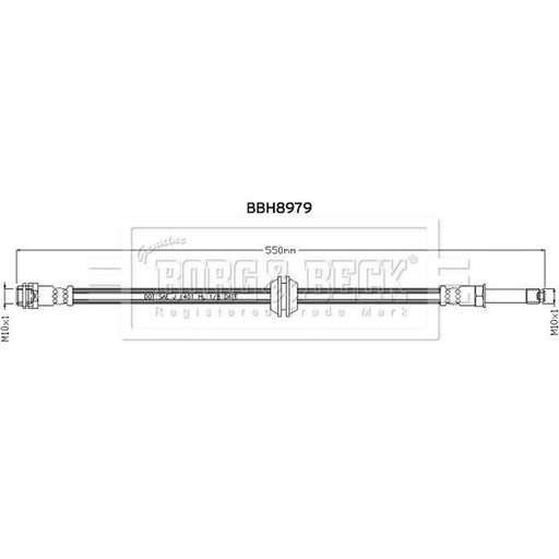Borg & Beck Brake Hydraulic Hose Line Rear Rig BBH8979