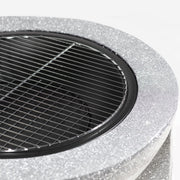 Dellonda Round MgO Fire Pit with BBQ Grill Ø75cm Safety Mesh Screen - Light Grey Dellonda - Dynamic Drive
