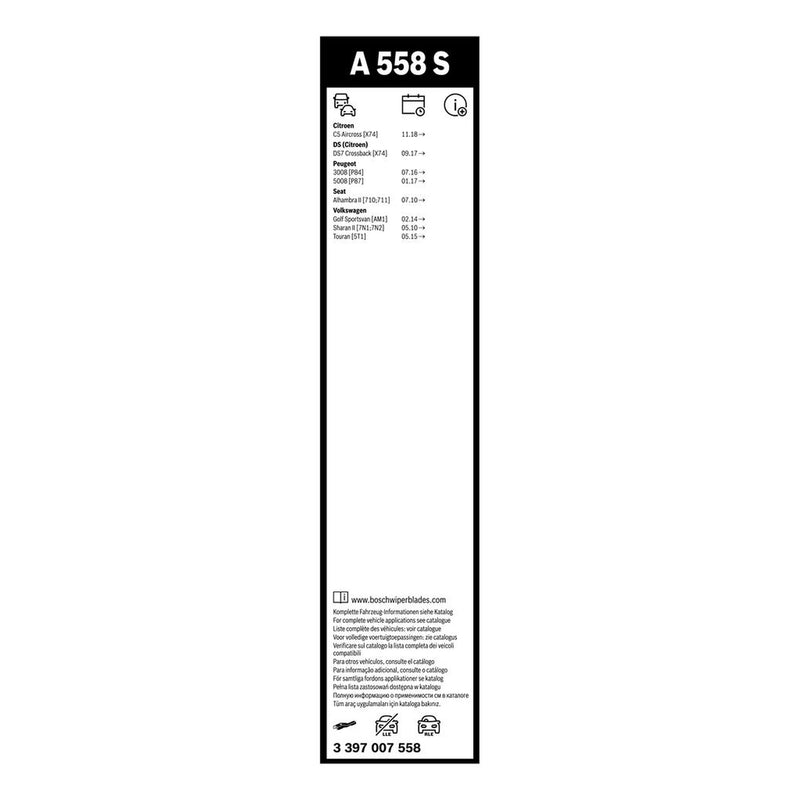 Bosch Aerotwin Wiper Blade Set 700mm + 400mm — A558S fits Citroën C5 Aircross