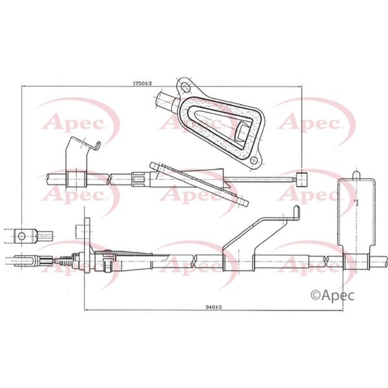 Apec Handbrake Cable Left Rear fits Nissan X-Trail I 2001-2013 2.0 2.2 2.5