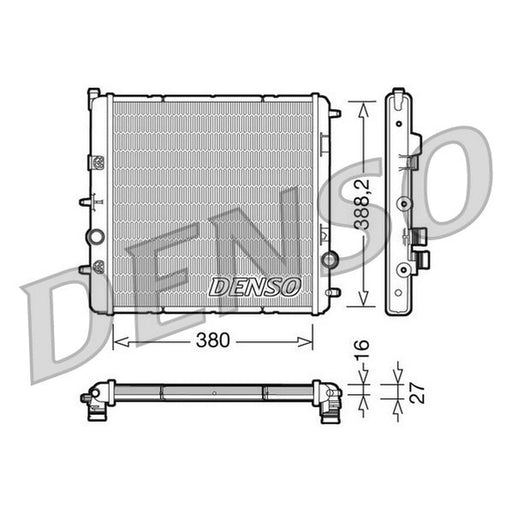 Denso Engine Radiator fits Citroën C3 II 2009-2016 1.4 1.6