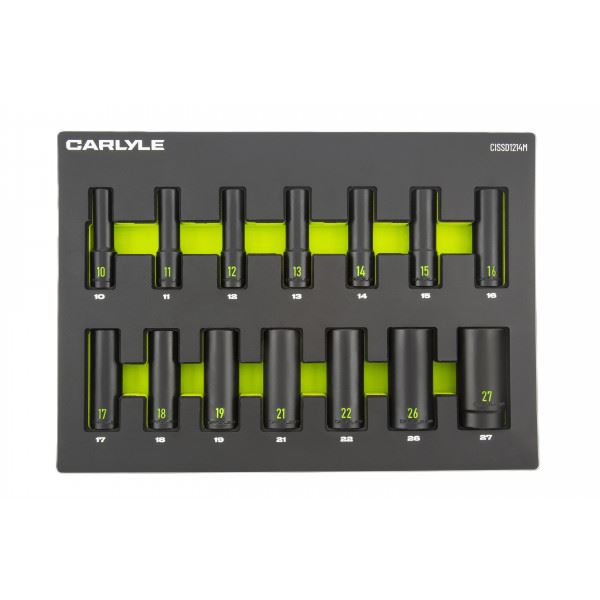 Carlyle Tools 14Pc 1/2Dr 6Pt Deep Imp Skt 10-27mm - image 1