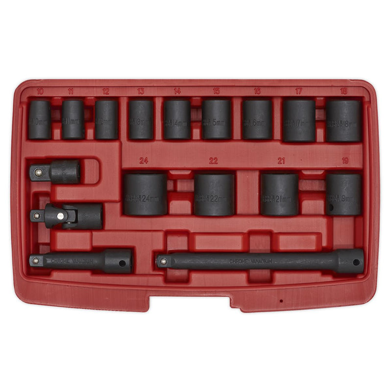 Sealey Impact Socket Set 17pc 3/8"Sq Drive Metric AK68217 Sealey - Dynamic Drive
