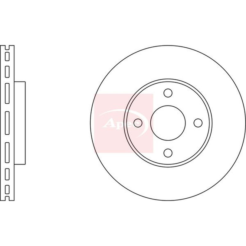 Apec 2 x Vented Brake Discs fits Ford Fiesta V 2005-2008