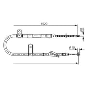Bosch Handbrake Cable Right Rear fits Hyundai Amica / Atoz 1998-2010 1.0 1.1