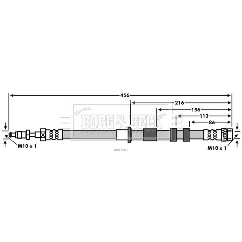 Borg & Beck Brake Hydraulic Hose Line Front Right BBH7583