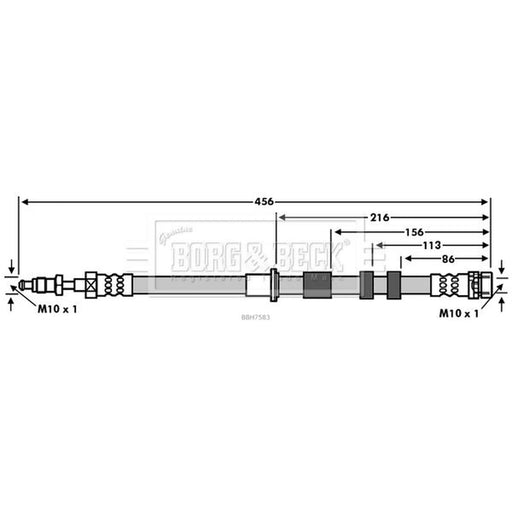 Borg & Beck Brake Hydraulic Hose Line Front Right BBH7583